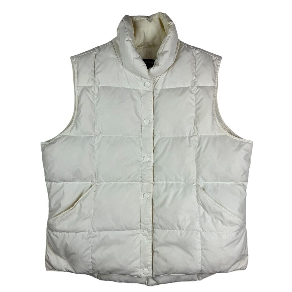Lands' End Ivory Quilted Insulated Down Filled Puffer Vest Jacket Size L